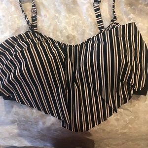 Torrid Striped Flounce Tankini Top